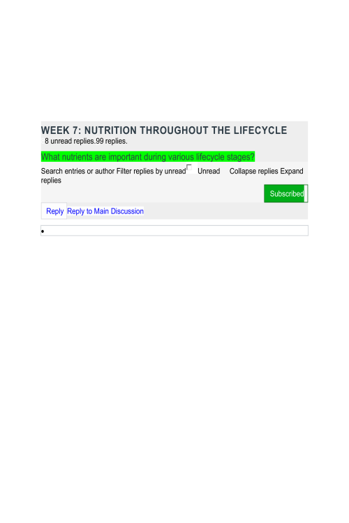 SCI 228 Week 7 Discussion; Nutrition Throughout the Life Cycle